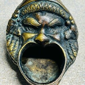 1960’s Bronze Face Ashtray-Mid Century Modern Open Mouth Design